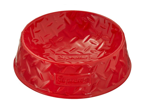 Supreme Diamond Plate Dog Bowl (Red)